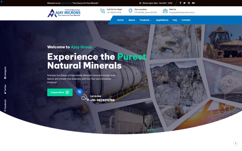 Ajay Microns (Calcite Powder) Desktop View