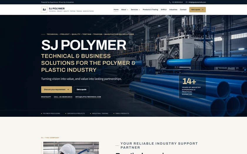 SJ Polymer Technical Solutions Desktop View